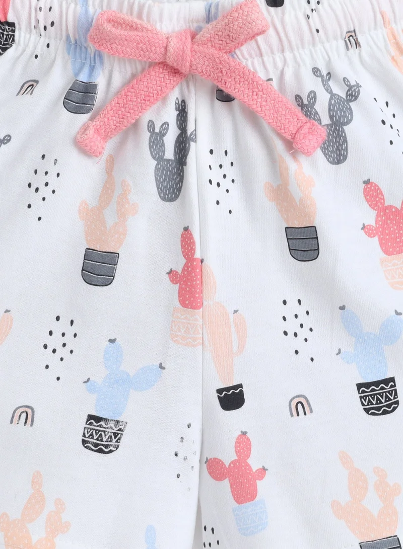 Victor And Jane  Girls Cactus Print Cotton Pajama Set – T-Shirt & Shorts Nightwear for Women | Best Price UAE